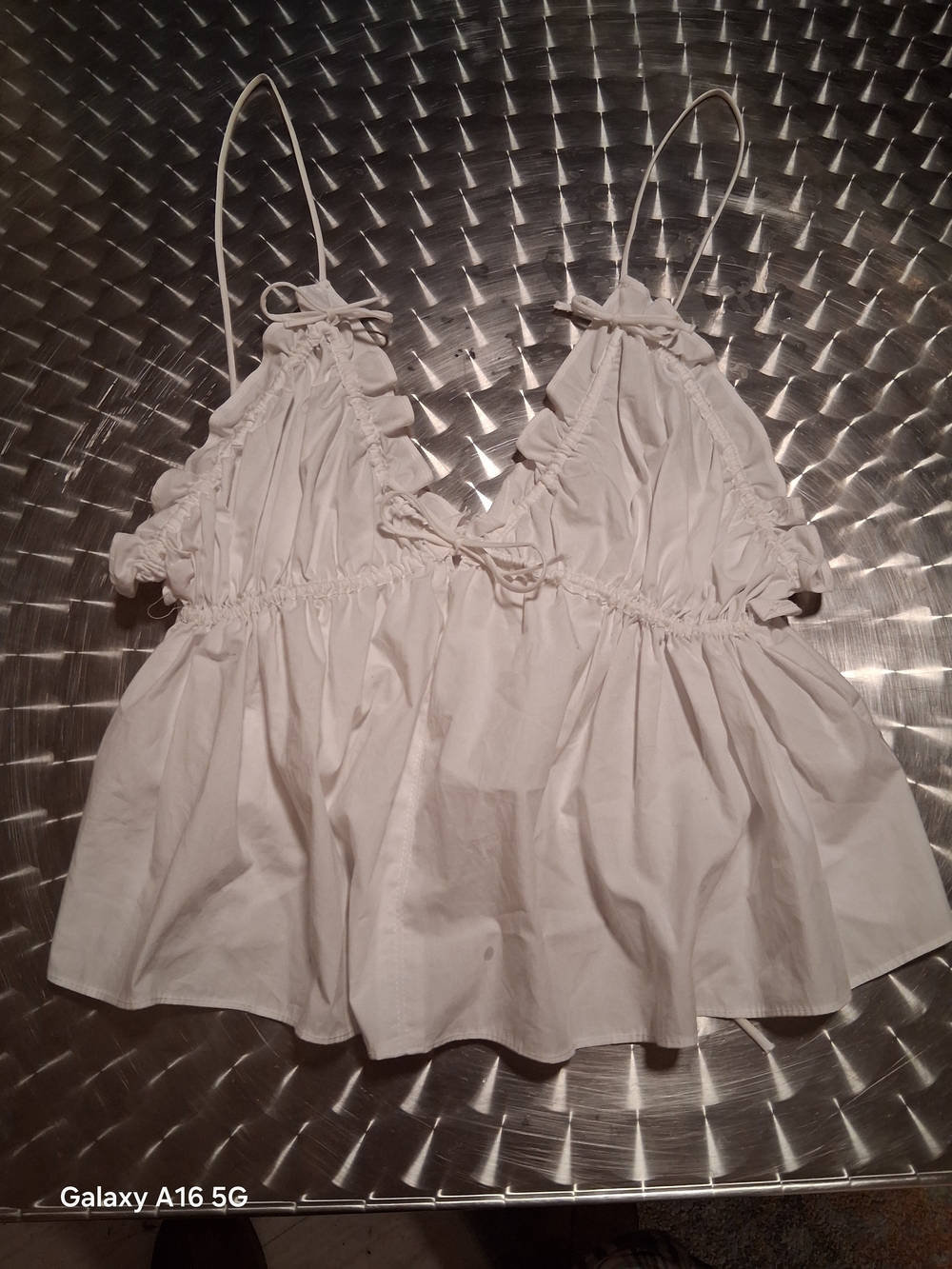 Zara White Ruffled Spaghetti-Strap Camisole